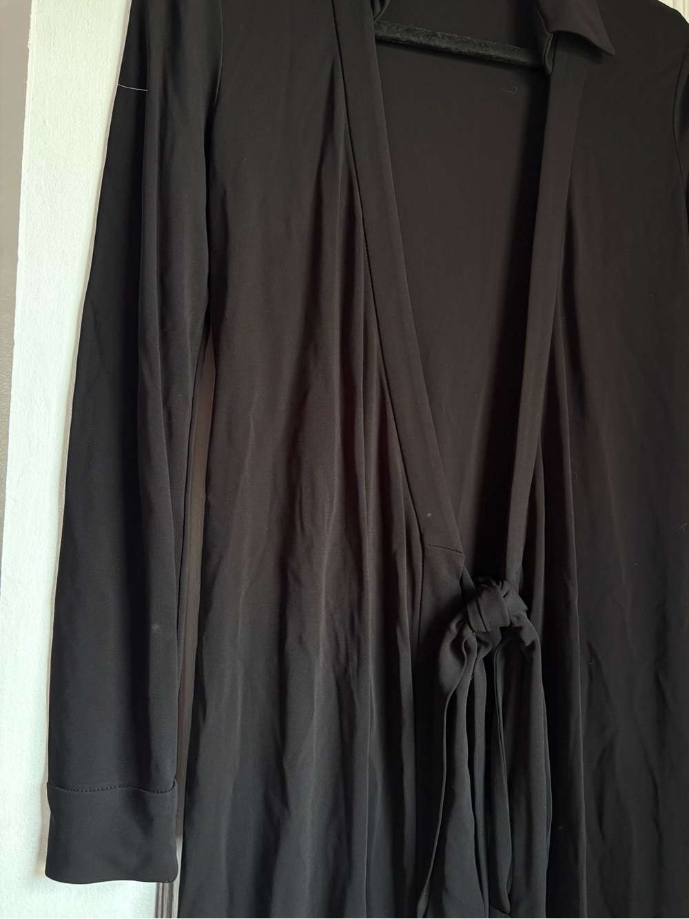 Diane von Furstenberg Black Jeanne Long Sleeve Wrap Dress Size 8 - Picture 2 of 5
